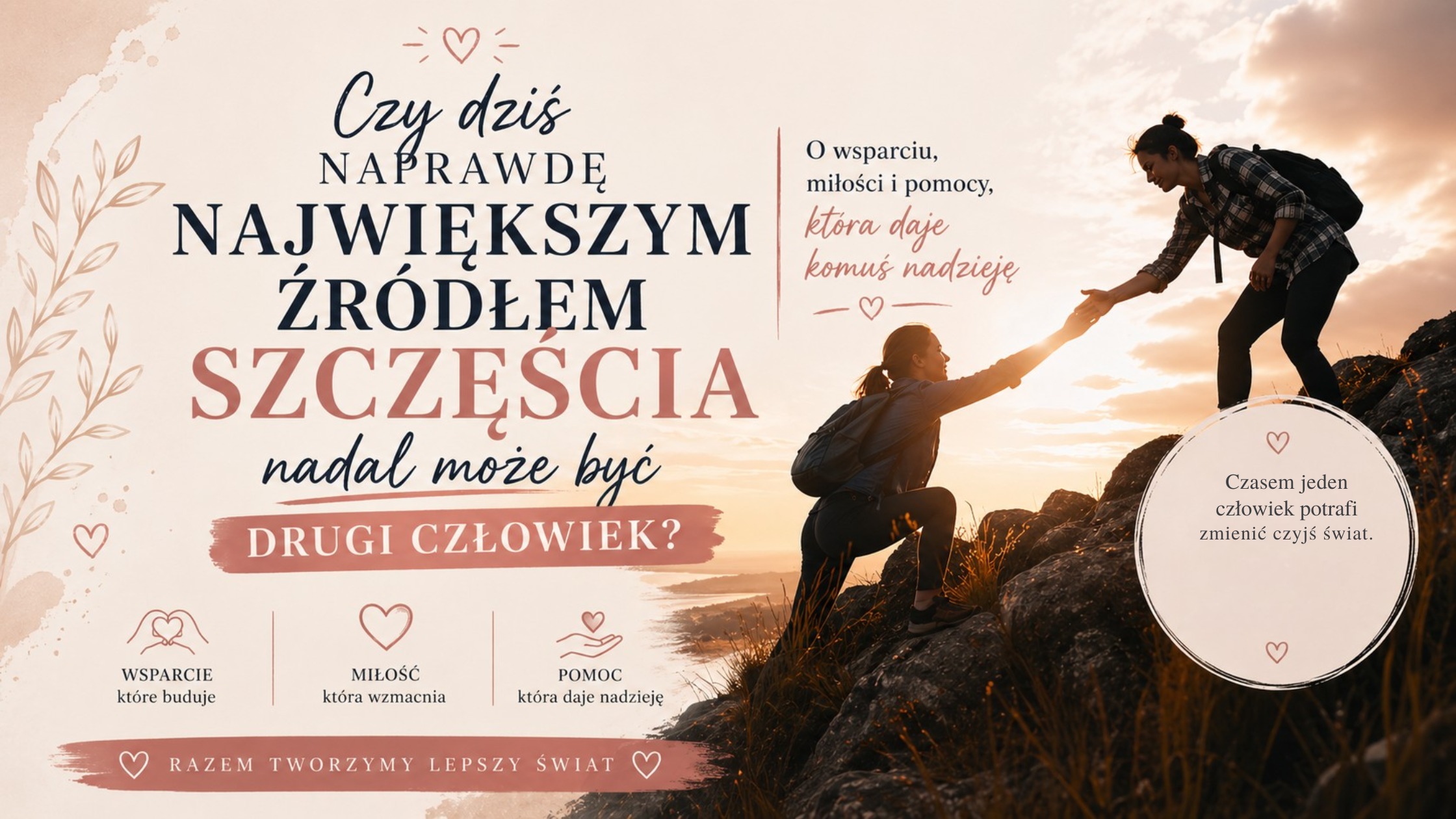 Czy dziś naprawdę największym źródłem szczęścia nadal może być drugi człowiek? O wsparciu, miłości i pomocy, która daje komuś nadzieję.